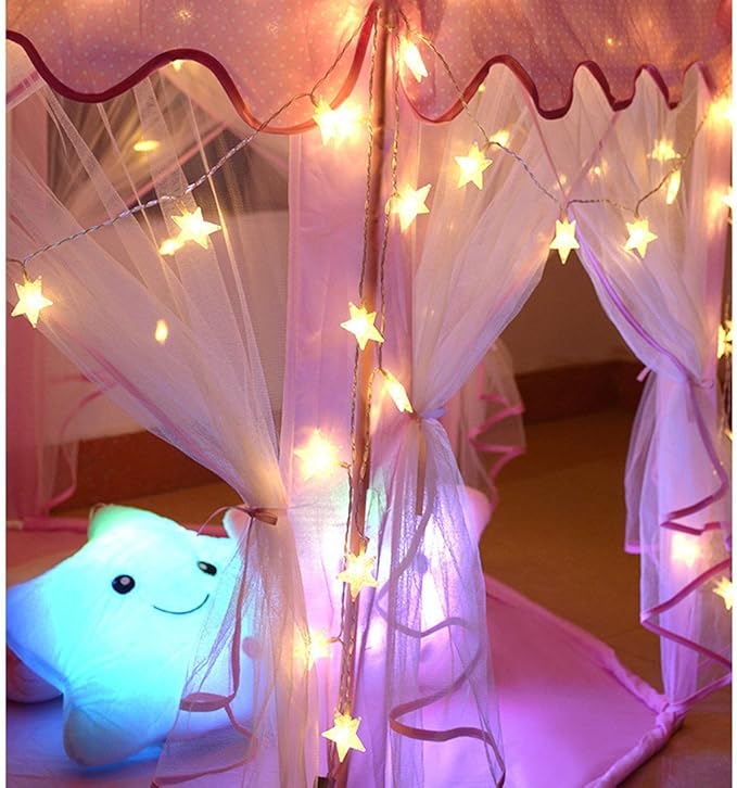 Homeleo Warm White 50 Led Star Fairy Lights with Remote Control, Battery Powered Five-Pointed Star String Lights