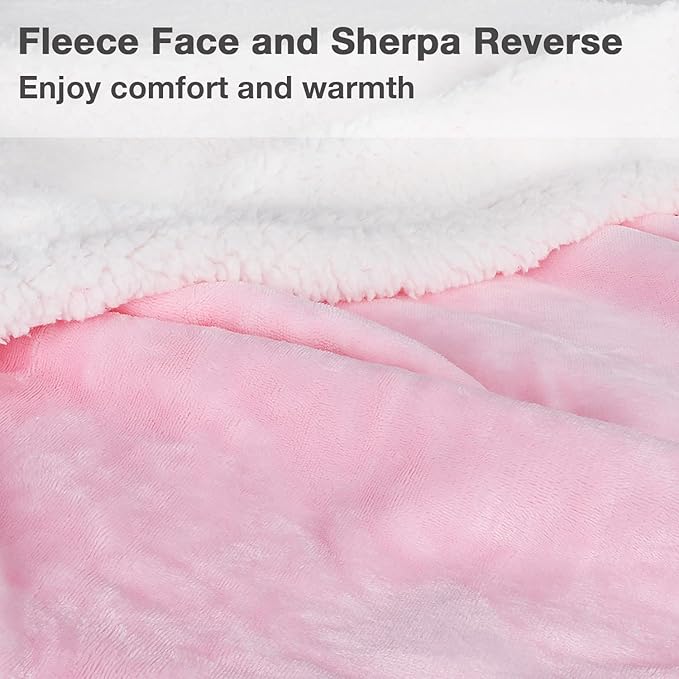 Catalonia Sherpa Wearable Blanket with Sleeves & Foot Pockets for Adult Women Men, Comfy Snuggly Wrap Sleeved Throw Blanket Robe, Gift Idea, Pink