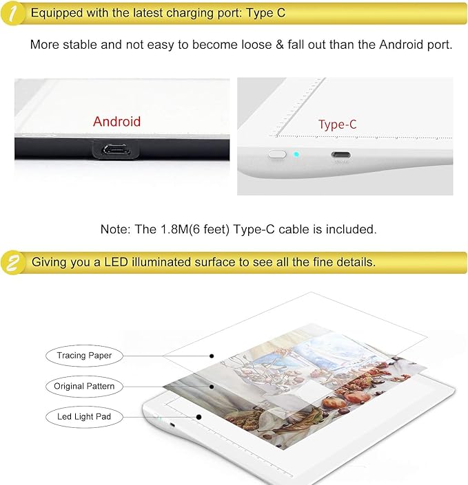 A4 Rechargeable LED Tracing Light Box, ELICE Wireless Battery Powered Light Pad Artcraft Lightpad Cordless Light Board for Diamond Painting Drawing Sketching Weeding Vinyl X-ray Viewing (White)