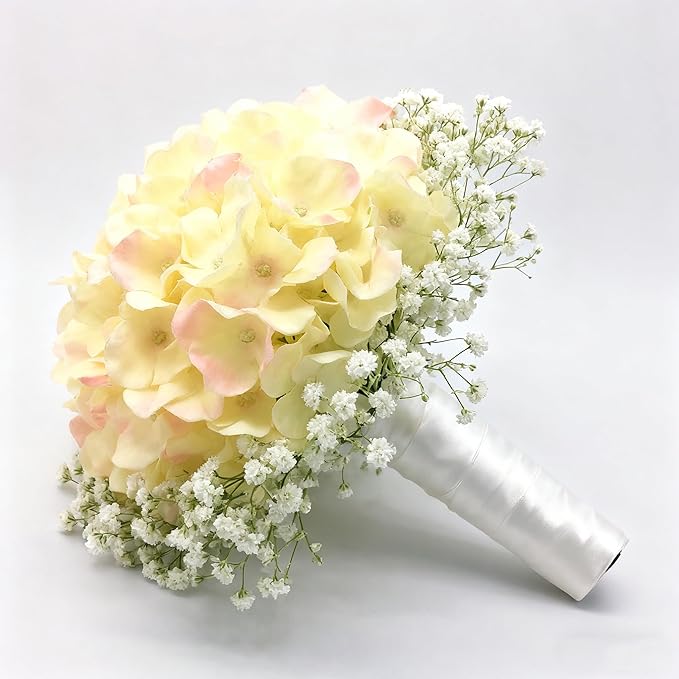 100PCS Artificial Hydrangea Flowers, Fake Flowers Silk Hydrangea Full Flowers Heads with Stems for Wedding Home Party Shop Baby Shower Decor (Apricot Pink)