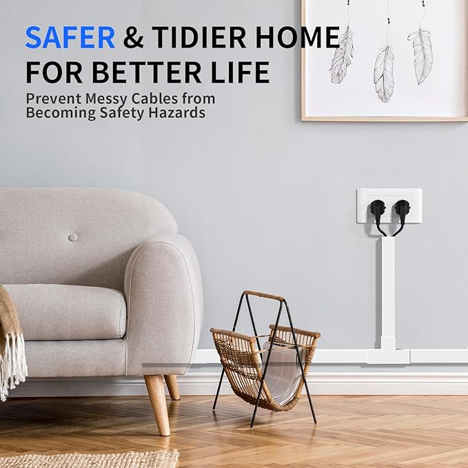 Delamu Cable Hider, 315in Cord Covers for Wires on Wall, One-Cord Cord Hider, Paintable Wire Hiders Wire Covers for Cords, Cable Management for Hiding 3-4 Wires, 20x L15.7 W0.1.18 H0.60in, White