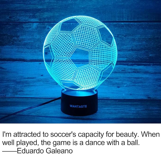 3D Soccer Decor Lamp Gifts for Boys Girls Room, Night Light Toys with Remote, 7 Colors Changing Bedside Nightlight for Kids Baby