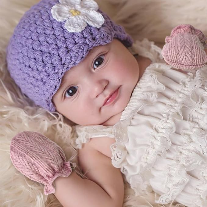Newborn Baby Mittens No Scratch Cotton Elastic Wrist Gloves Infant Toddler Mittens for Baby Boy Girl 0-6 Months