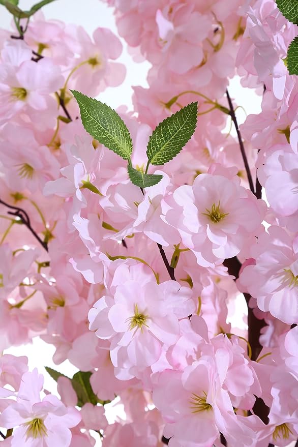Artificial Cherry Blossoms Tree with Blooming Pink Flowers for Indoor Home Decor, Japanese Style Faux Plant for Living Room, Office, Bedroom - Tall Fake Tree with Branches, Outdoor Decoration 4FT