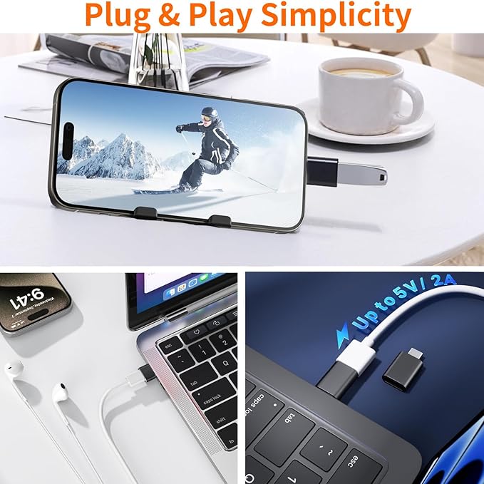 [Apple MFi Certified] USB C to USB Adapter, USB C Male to USB 3.0 Female OTG Cable Converter Compatible with MacBook Pro Air, Tablets, iPhone 17 Pro Max/17 Plus/16/15 Series (Black-2Pack)