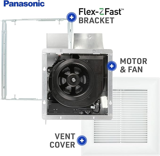 Panasonic WhisperValue Ceiling/Wall Mount Bathroom Exhaust Fan with Humidity Sensor, 50-80-100 CFM, FV-0510VSC1