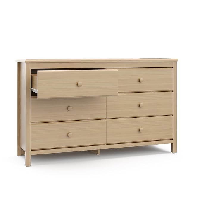 Storkcraft Alpine 6-Drawer Dresser (Driftwood) – GREENGUARD Gold Certified, Brown Dresser for Bedroom, Kids & Nursery Storage Drawers, Safety Interlocking Drawers, Pre-Installed Tracks, Kids Bedroom