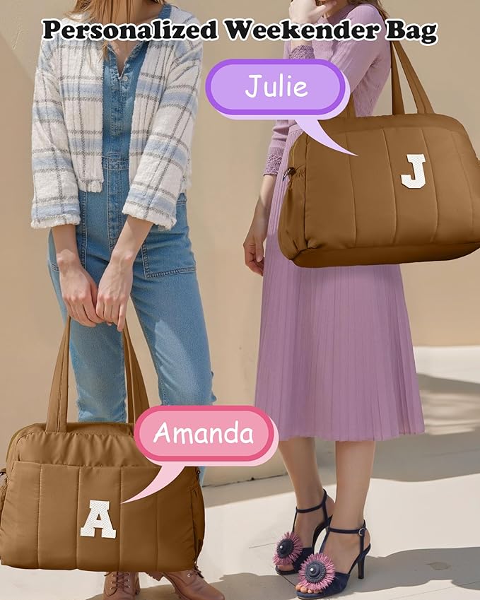 Duffle Bag with Letter, Carry On Bags for Women，Overnight Bag with Wet Pocket，Lightweight Travel Bags Personalized Gym Tote with Makeup Pouch-Daughter Birthday Gift
