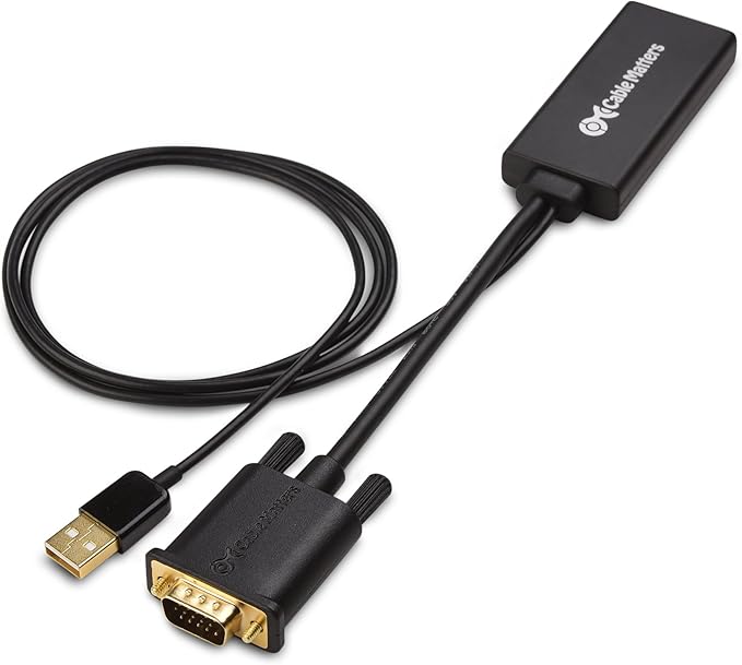 Cable Matters VGA to HDMI Adapter for Monitor and TV (VGA to HDMI Converter) with Audio Support