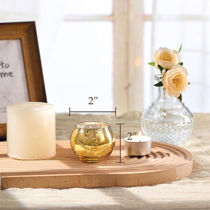 LAMORGIFT 24 Pcs Gold Votive Candle Holders -Gold Mercury Glass Candle Holders, Diwali Decorations for Home, Wedding Centerpieces for Tables, Christmas Tea Light Holders