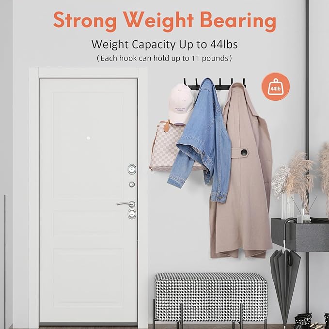 2 Pack Coat Rack Wall Mount, Coat Hooks Wall Mount, Wall Hooks for Hanging, Hat Rack for Wall, Coat Hanger Wall Mount, Towel Hooks for Bathrooms