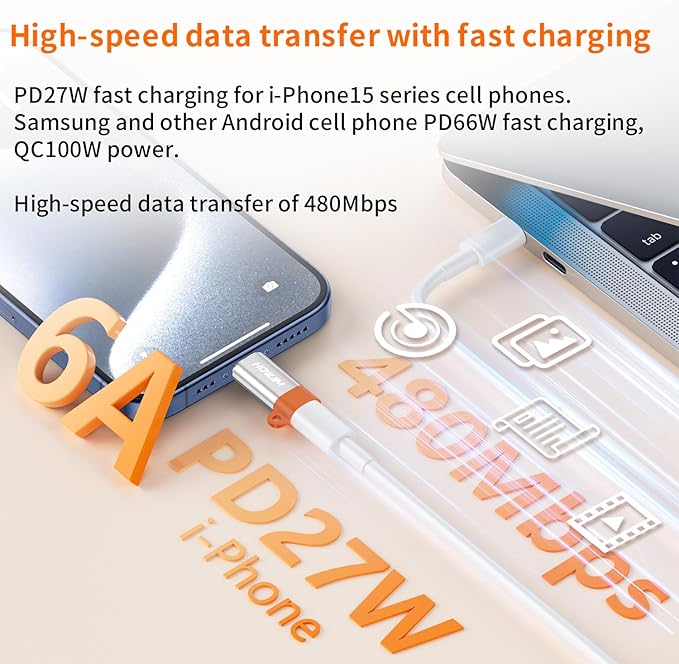Light-ning to USB C Adapter 4 Pack,PD27W/66W/QC100W Fast Charging Data Transfer,Light-ning Female to USB C Male for Phone 17/16/15 Pad G-alaxy X-peria,Anti-Lost Lanyard,Not for Headphones/OTG Silver