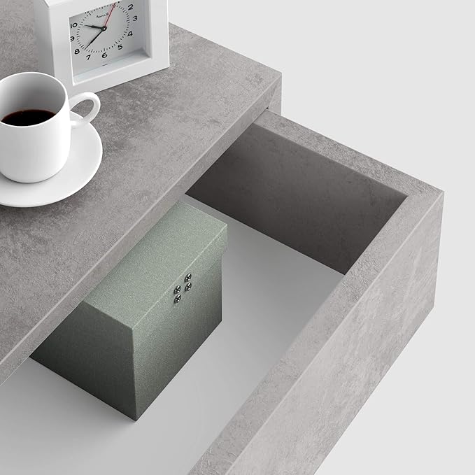 Mobili Fiver, Riccardo Floating nightstand, Concrete Effect, Grey, Made in Italy