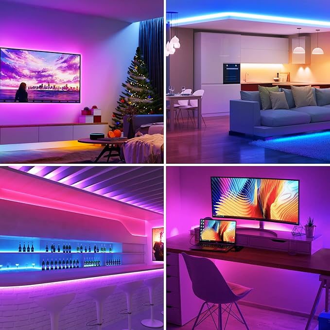 Lepro RGB LED Strip Lights, Christmas Decor, 16.4ft Flexible LED Light Strip, 5050 SMD LED, Color Changing Rope Light with Remote Controller and 24V Power Supply for TV Backlight, Home, Bedroom, Bar