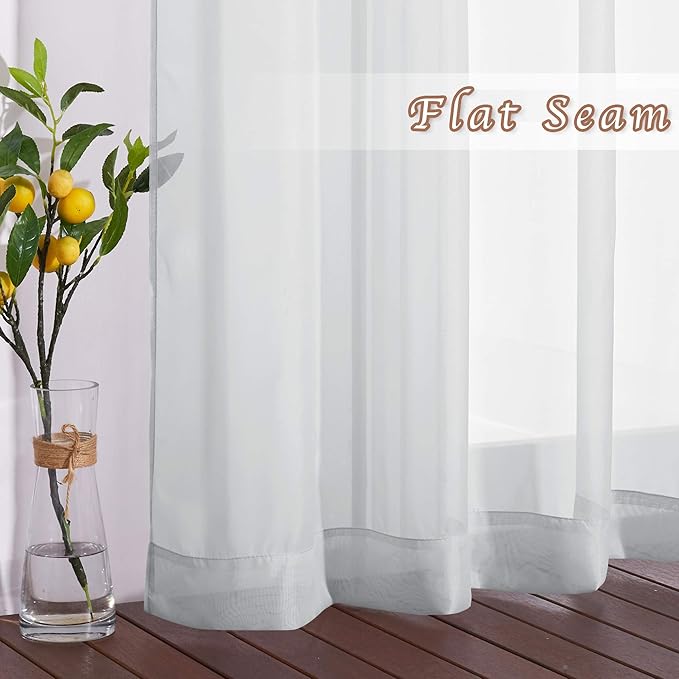 NICETOWN Sheer Window Curtains for Living Room, Grommet Lightweight Gauzy Textured Sheer Panels Window Treatment for Boys/Modern Bedroom, Light Gray, W70 x L72, 2 PCs