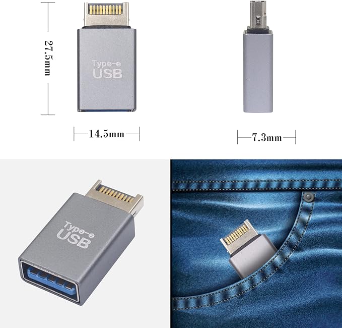 Duttek USB 3.1 Motherboard Adapter Converter 1 Pack, 10Gbps High Speed 3.1 USB Type-E Male to USB3.0 Female Motherboard Internal Adapter for Computer.