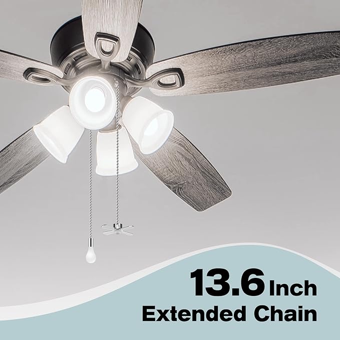 Ceiling Fan Pull Chains With Decorative, 2 Pieces Of Black Ceiling Fan Chain Extenders 13.6 Inches Fit All Standard Ceiling Fans And Light Fixtures，Pull Chain Extension With Connector.