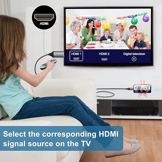 [13.2ft Long Version HDMI Cable for iPhone, Upgraded 1080P HDTV HDMI Cable Adapter Connector, Digital AV Video Sync Screen Compatible Converter for iPhone/i-Pad Devices, No Need Power Supply