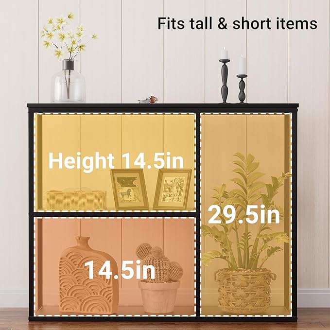 WOHOMO Console Table, 12'' Narrow Entryway Table for Living Room, 31.5'' x 31.5'' Black Industrial Sofa Table with 3-Tier Storage Shelves for Corridor, Hallway, Black