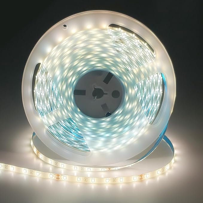 iNextStation 32.8ft/10M Warm White LED Strip Light, 24V 2835 SMD 600 LEDs Flexible Cuttable Waterproof LED Tape Light for Bedroom Kitchen Cabinet Wardrobe TV (Power Adapter not Included)