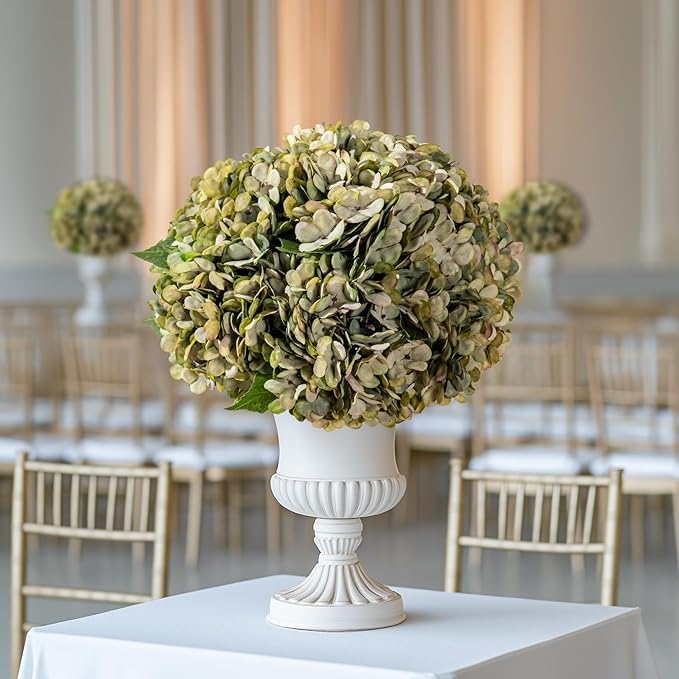10PCS Fake Hydrangea Artificial Flowers Hydrangea Bouquet for Home Wedding Bridal Bouquet Office Party Table Centerpiece DIY Floral Decor (Autumn Green)