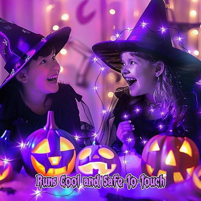 Minetom 6 Pack Purple Fairy Lights Battery Operated with Timer - 7ft 20 LED Waterproof Short Micro Firefly Lights for Halloween Decor, Pumpkin DIY Craft, Paper Lantern Decoration