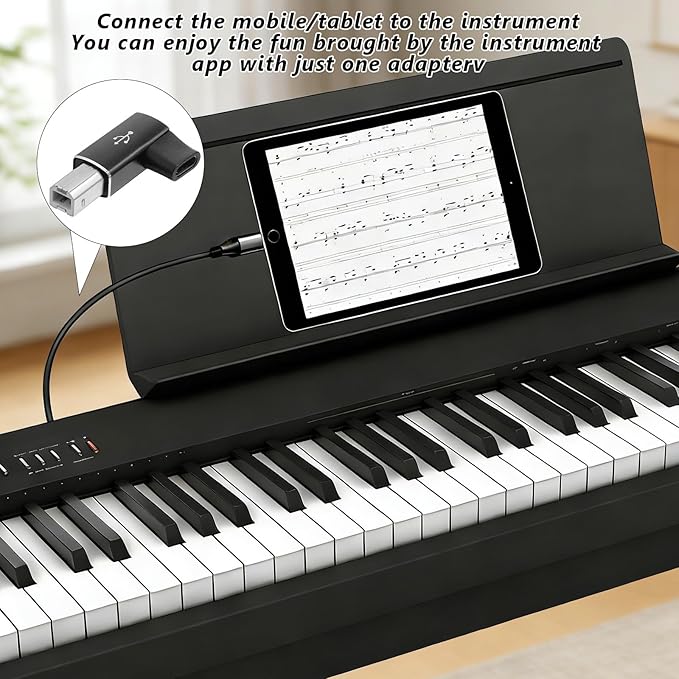 3PCS USB B to USB C Printer Adapter 90 Degree Right Angle Type-C Female to Midi Converter Type-C to USB-B Convert Connector Compatible with Printer, Electric Piano, Laptops
