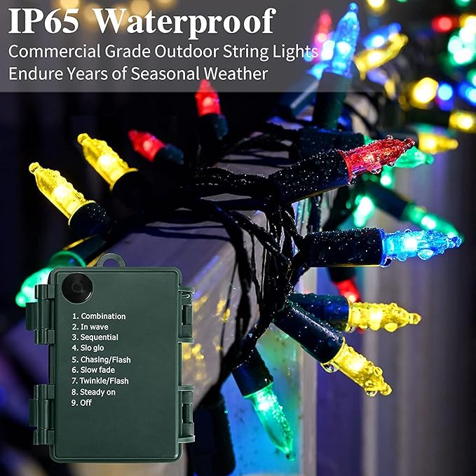 KOUQIYA Battery Operated Christmas Lights, 2 Set of 17ft 50 LED Mini String Light with Auto-Timer 8 Modes Waterproof Tree Lights (Multicolor, 50 LEDs x 2 Pack)
