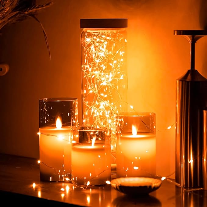 12 Pack Orange Fairy Lights Battery Operated String Lights, 7ft 20 Led Waterproof Copper Wire Firefly Starry for DIY Wedding Party Bedroom Christmas