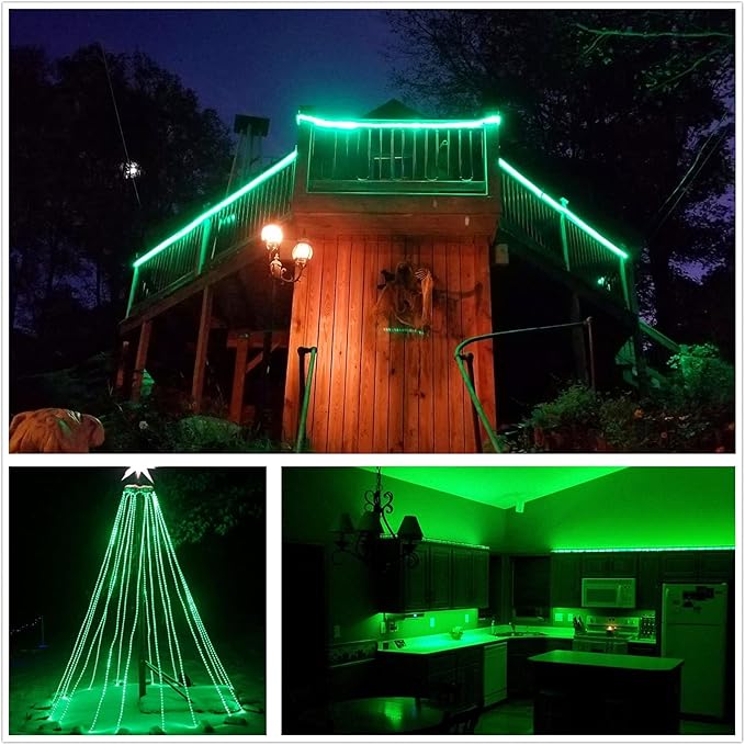 Green LED Rope Lights, 1080 LEDs Waterproof Rope Lights, 110V Cuttable Connectable Rope Lights Waterproof Decorative Lighting for Indoor/Outdoor, Patio, Halloween and Christmas Decorations
