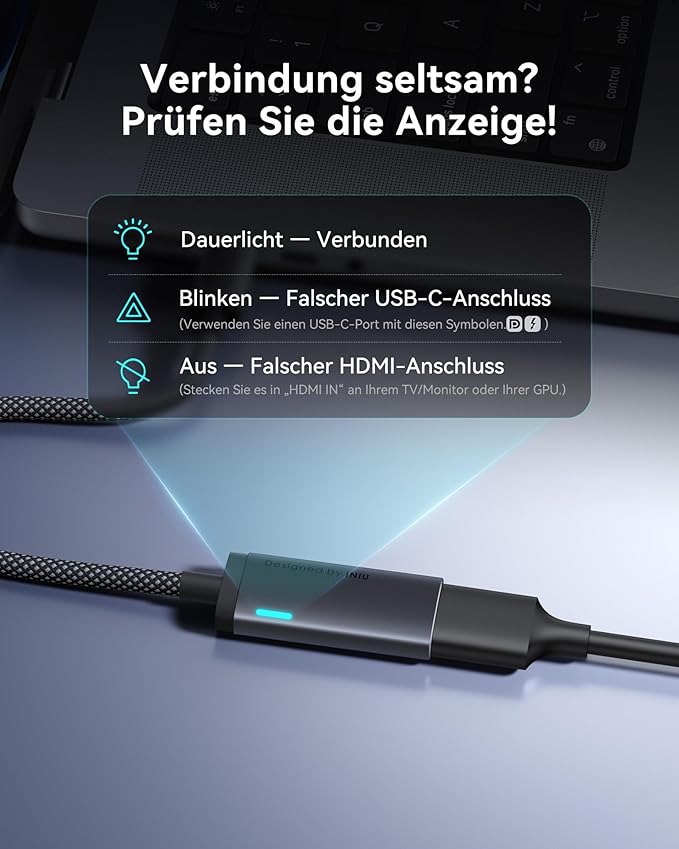INIU USB C to HDMI Adapter (4K@60Hz), USB-C Adapter (4K HDMI), for MacBook Pro, MacBook Air, iPad Pro, iMac, iPhone 17 16 Pro Max, Pixelbook, Surface Pro, Dell, XPS, Galaxy, White