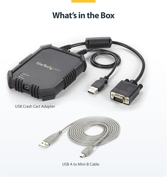 StarTech.com Rugged Laptop Crash Cart Adapter, USB/VGA KVM Console, File Transfer & Video Capture, Windows/Linux/MacOS - TAA