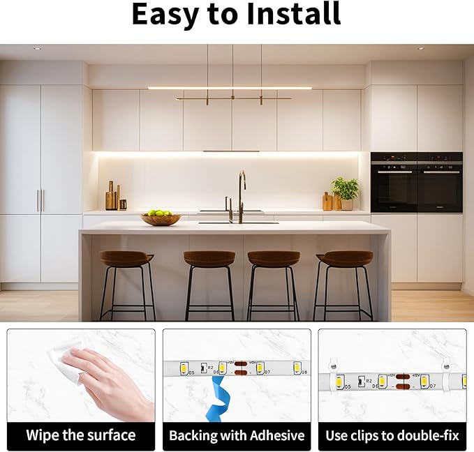 iNextStation 12V LED Light Strip IP65 Waterproof Warm White LED Strip Lights 16.4ft/5m Cuttable 300 SMD 2835 LED Tape Flexible Led Lights for Bedroom Outdoor Indoor Decor (Power Adapter not Included)
