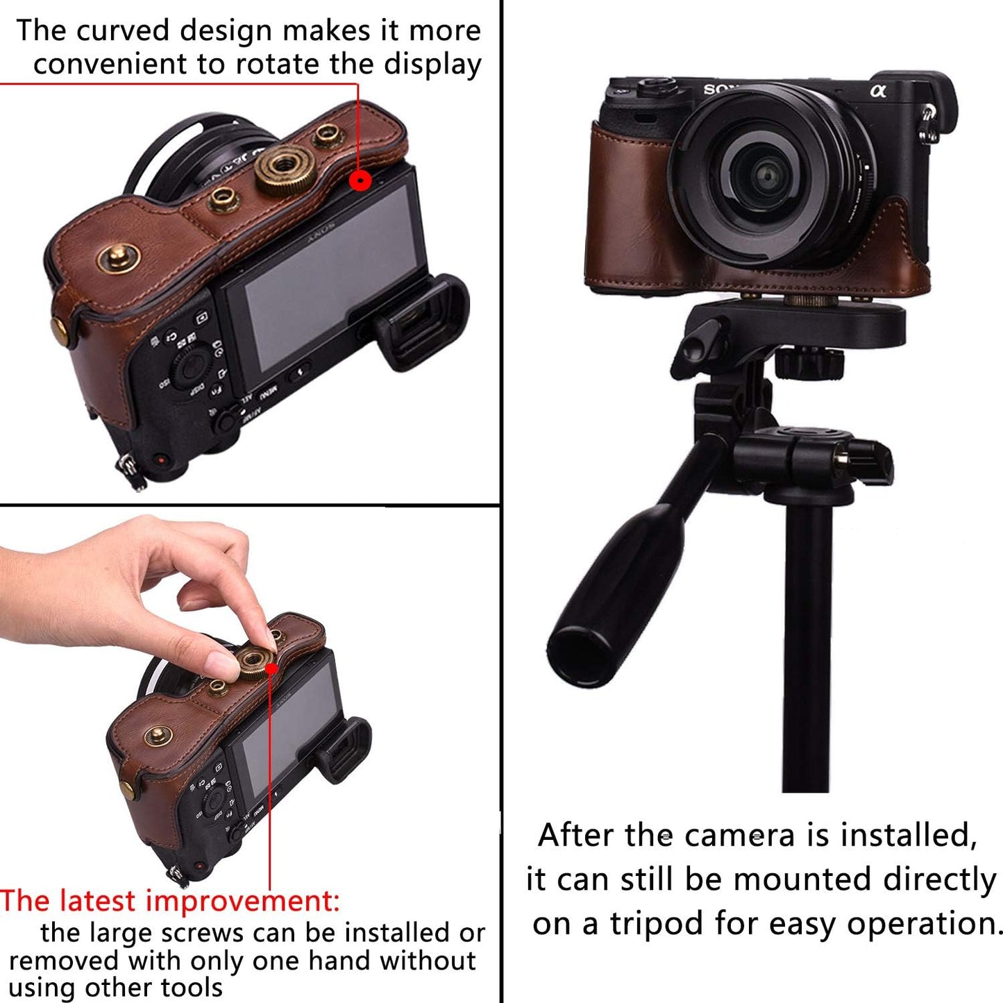 XEVN for Sony A6400 Case, Premium PU Full Body Leather Camera Case Bag for Sony Alpha A6300 A6000 A6100 A6400 with