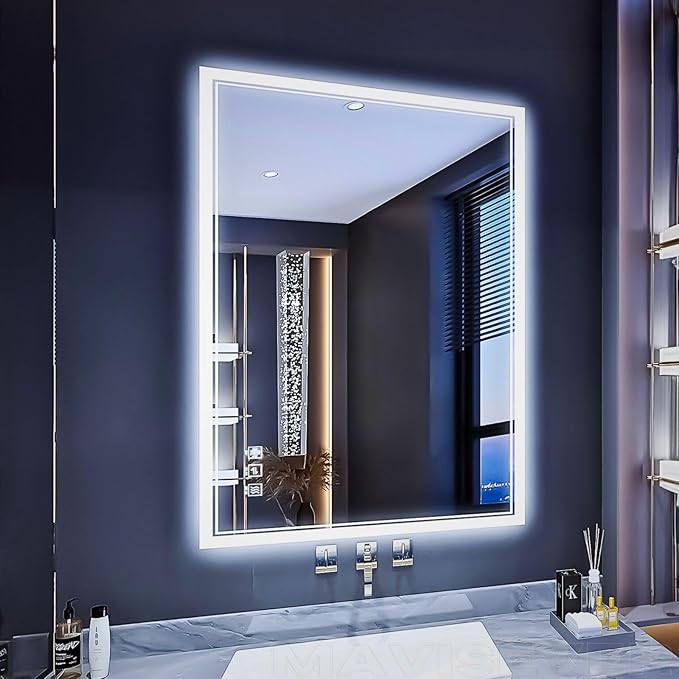 LED Bathroom Mirror 24"x 32", Backlit Bathroom Mirror with Lights,Stepless Dimmable,Anti-Fog, Shatter-Proof, Memory, 3 Colors Lighted Vanity Mirror (Horizontal/Vertical)