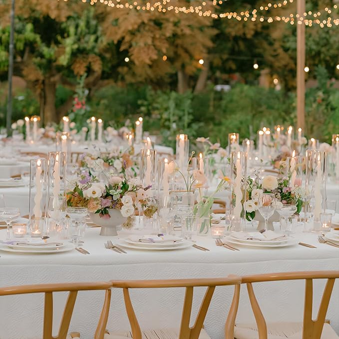 Hurricane Candle Holder Thickened Cylinder Covers 10 Pcs Taper Candle Sticks Holder Glass Tall Candlesticks Holders Centerpiece for Wedding Dining Table