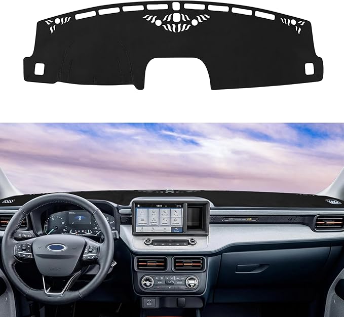 Dashboard Cover Mat Custom Fit for Ford Maverick 2022 2023 2024 2025 2026 (Hybrid)(XL, XLT, Lariat) Dash Cover Nonslip Dash Mat Protector Sunshade No Glare Black