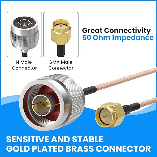 SDTC Tech N Type Male to SMA Male Coaxial Adapter Cable Coax Antenna Extender Wi-Fi Connector RG316 Jumper (20 inch/ 50cm)