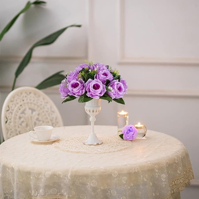 BLOSMON Flower Balls Wedding Rose Centerpieces: 10 Pcs Lilac Fake Flowers Lilac Kissing Balls Decor Lilac Artificial Floral Arrangements Flower Bouquet of Roses Home Party Table DIY Decorations