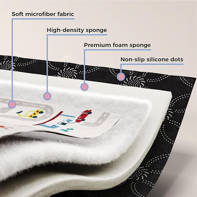 Car Portable Baby Play Mats for Baby 71" X 59" Playpen Mat Upgraded Thicker Babies Floor Play Mat Non-Slip Cushioned Crawling Mat Waterproof Activity Playmats for Babies Toddler Tummy Time(71X59)
