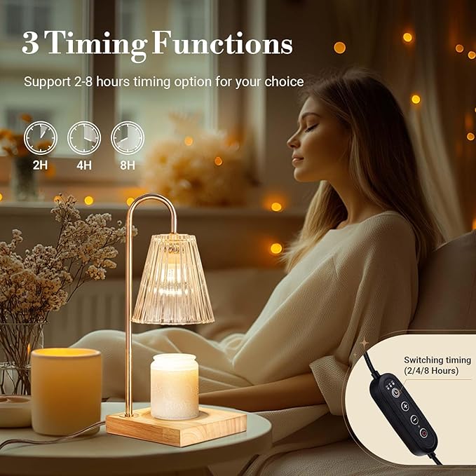 Marycele Candle Warmer with Timer, Vintage Amber Nightstand Candle Warming Lamp for Home Room Decor, Dimmable Wax Warmer for Jar Candles, Wedding Registry Gifts for Women Couples 2025