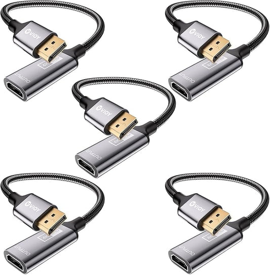 VIOY Displayport to HDMI Adapter 5 Pack, 4K@30HZ Uni-Directional DP (Source) Male to HDMI (Display) Female, 1080P@120HZ Display Port Adapter for Monitor, AMD, NVIDIA, HP, Dell, Lenovo