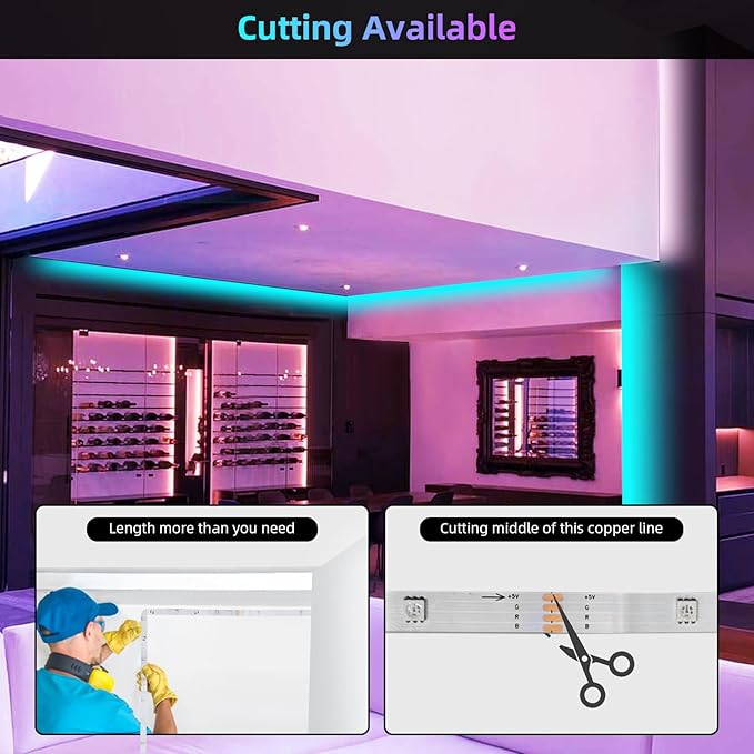 HEDYNSHINE 150ft LED Strip Lights,RGB Color Changing by 40key Remote and Phone, LED Strip Lights Music Sync,Smart LED Strip Lights for Bedroom 150feet