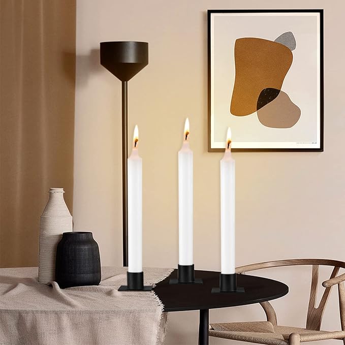 Gute Taper Candle Holder, Candle Holders for Pillar Candles, Matte Black Candlestick Holder Centerpieces for Home Decoration, Wedding Anniversary, Party, Housewarming Gifts,Set of 8,Square