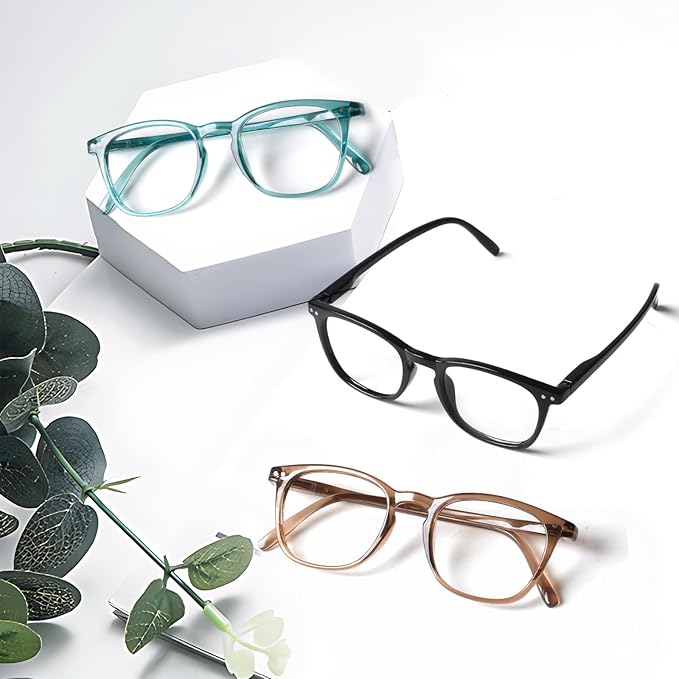 Henotin 3-Pack Blue Light Blocking Reading Glasses,Spring Hinge Computer Readers for Men Women,Anti UV Ray Filter Eyeglasses (Mixed Color-3, 1.00, Diopters)