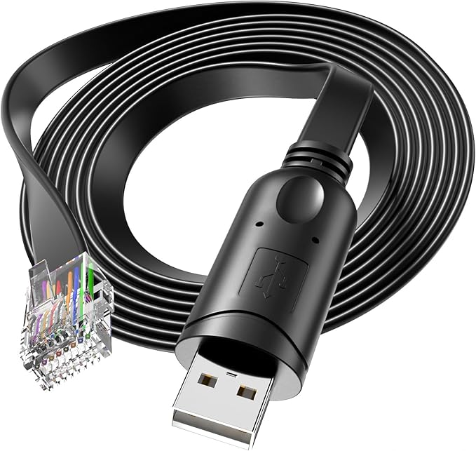 DriverGenius USB to RJ45 Serial Console Rollover Cable Adapter - Cross-Platform Compatibility for Windows 11, macOS 15, Network Management and Device Troubleshooting Tool (6FT)