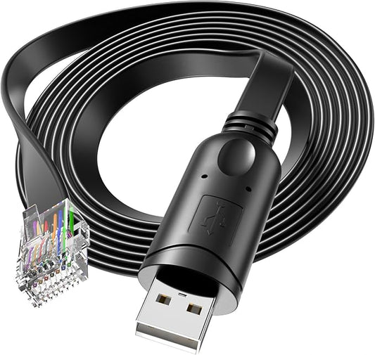 DriverGenius USB to RJ45 Serial Console Rollover Cable Adapter - Cross-Platform Compatibility for Windows 11, macOS 15, Network Management and Device Troubleshooting Tool (6FT)