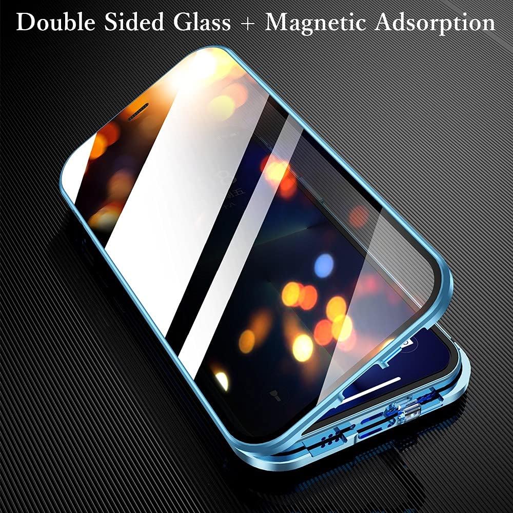 HENGHUI Lockable Anti Peeping Case for iPhone 13 Pro - Magnetic Glass Case with Built-in Camera Lens Protector