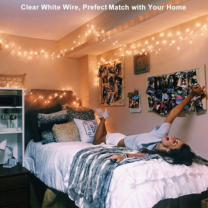 Brizled Clear Christmas Lights, 300 Count 69.6ft Incandescent White Lights String, Connectable 120V UL Certified Indoor/Outdoor White Light on White Wire for Room, Birthday, Wedding, Party, Warm White