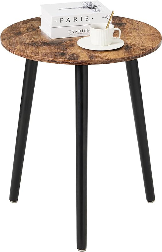 Apicizon Round Side Table, Modern Nightstand End Table, Nursery Side Table for Small Spaces, Bedroom, Living Room,16.5 x 20 Inches, Rustic Brown